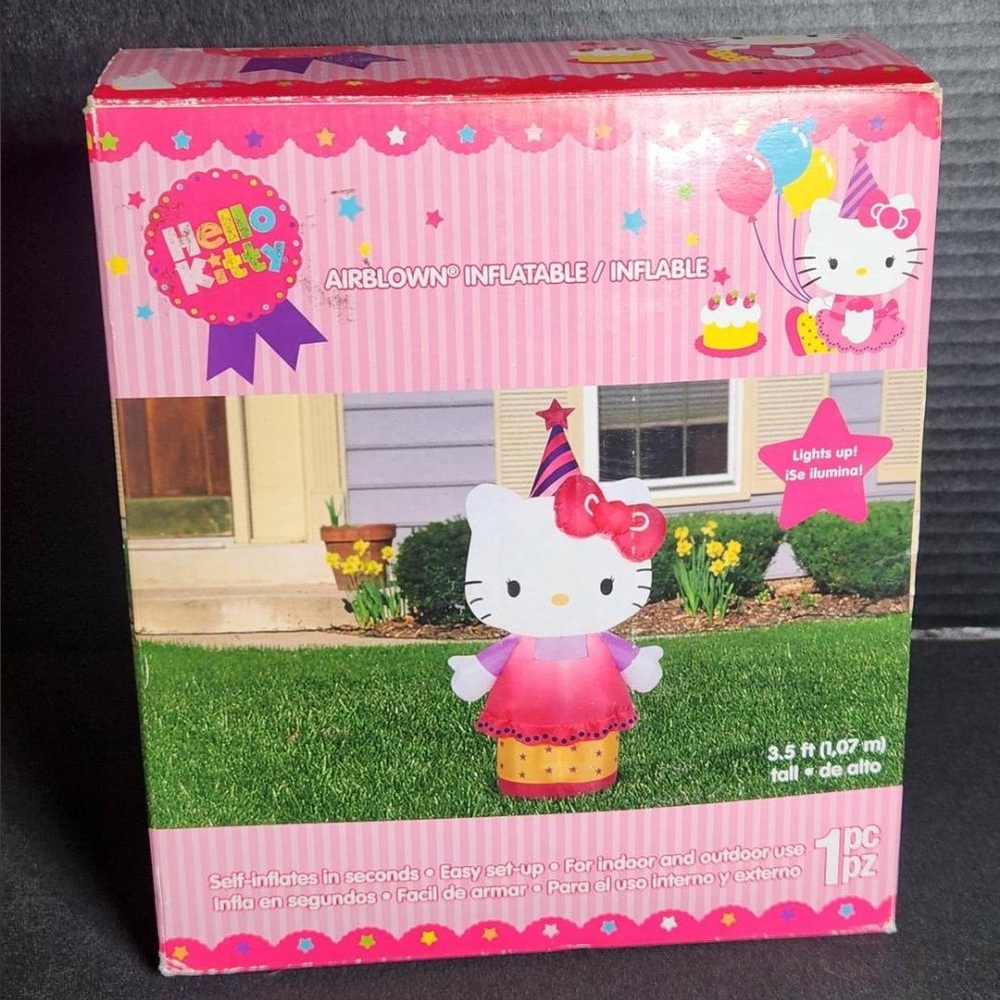 Hello Kitty Birthday Celebration Air Blow Inflatable 3.5' Light Up Kids Rare!